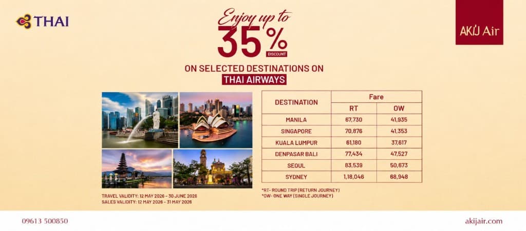 Up to 35% Discount on Thai Airways